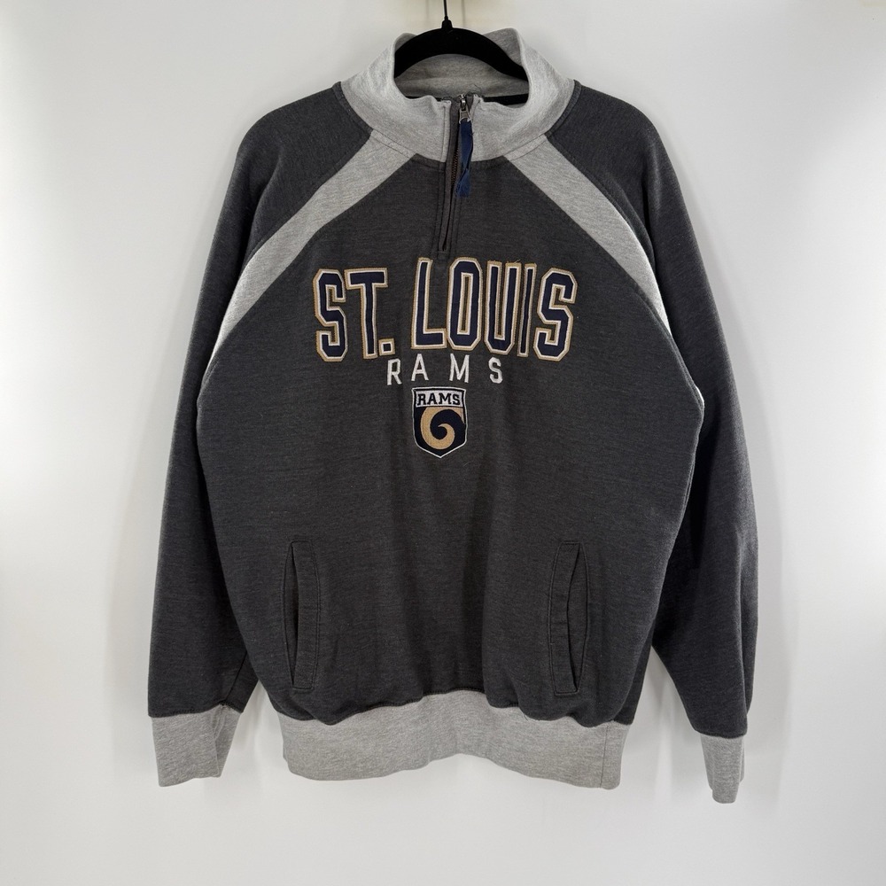St. Louis Rams NFL Pullover Logo Sweatshirt V Neck Navy Men's Medium